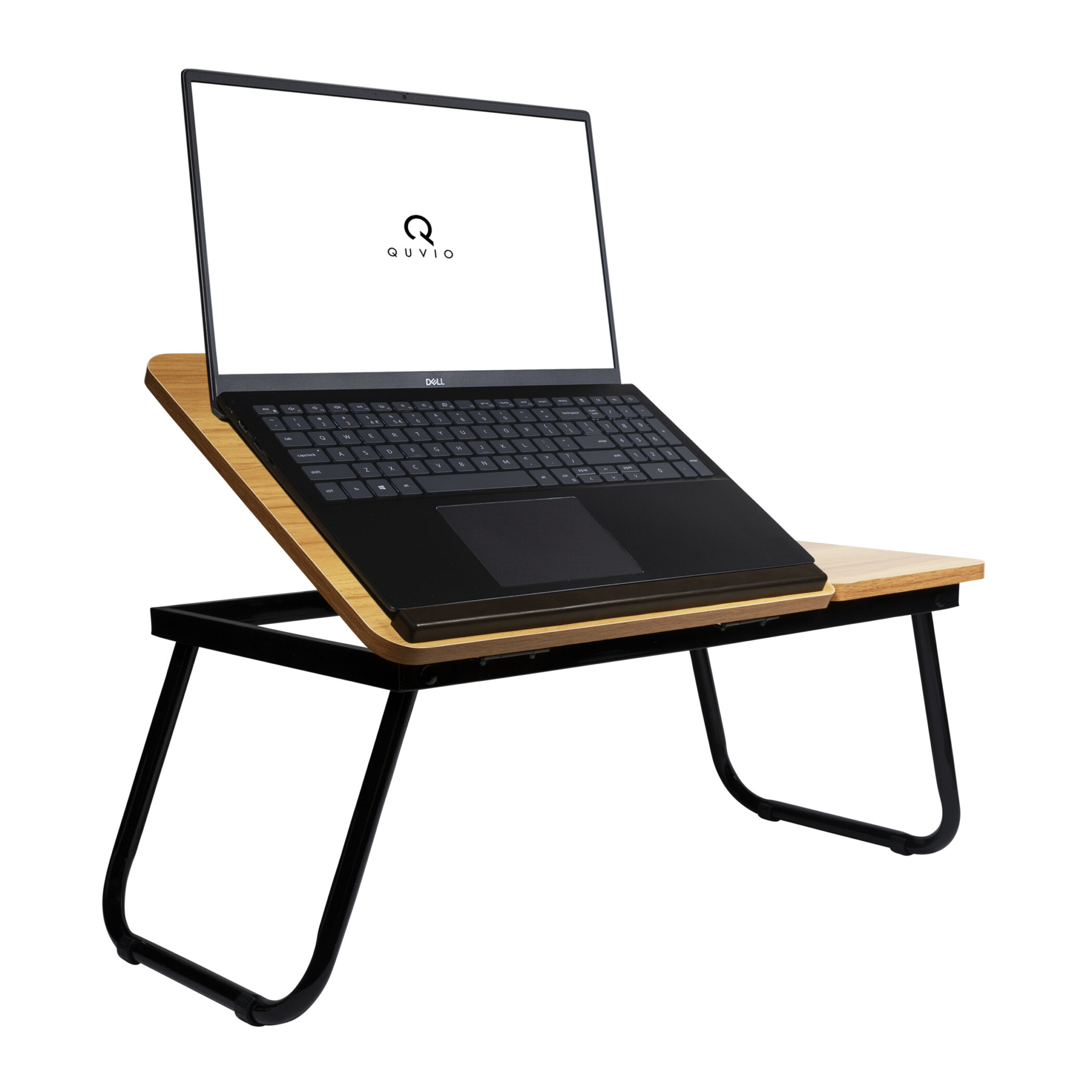 QUVIO Bedtafel met bekerhouder - Verstelbaar - Bruin