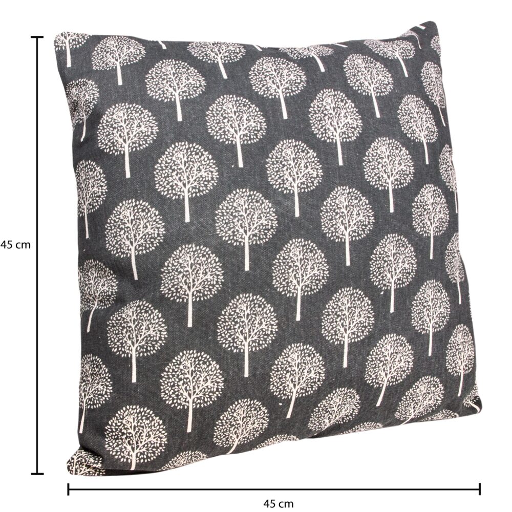 Maat antraciet kussenhoes met boomprint