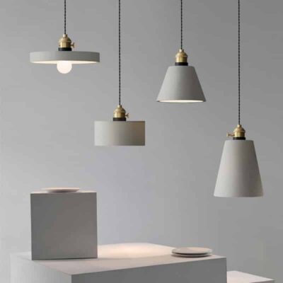 QUVIO Hanglamp landelijk – Brede cilinder van beton – Diameter 16 cm