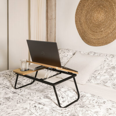 bedtafel bekerhouder inklapbaar houtlook