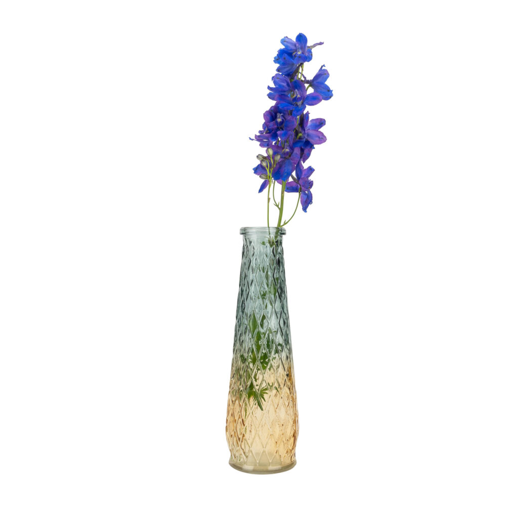 QUVIO Glazen vaas – 6 x 22 cm (dxh) – Geel/Blauw