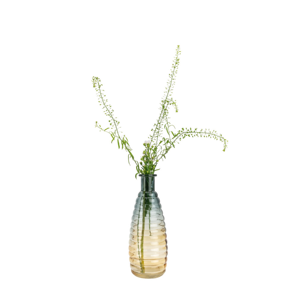 QUVIO Glazen vaas – 6 x 19,5 cm (dxh) – Geel/Blauw