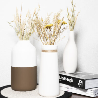 QUVIO Vaas – Keramiek en porselein – 12 x 12 x 23 cm