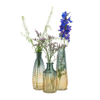 QUVIO Glazen vaas – 6 x 19,5 cm (dxh) – Geel/Blauw