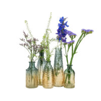 QUVIO Glazen vaas – 6 x 13 cm (dxh) – Geel/Blauw