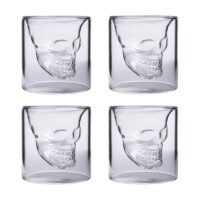 Aretica Shot glaasjes Skull – Echt glas – Set van 4