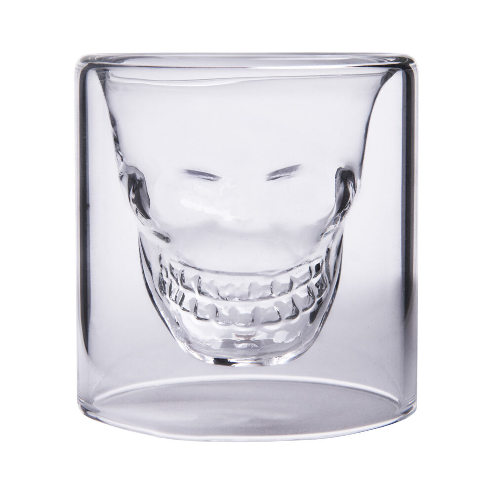 Aretica Shot glaasjes Skull – Echt glas – Set van 4