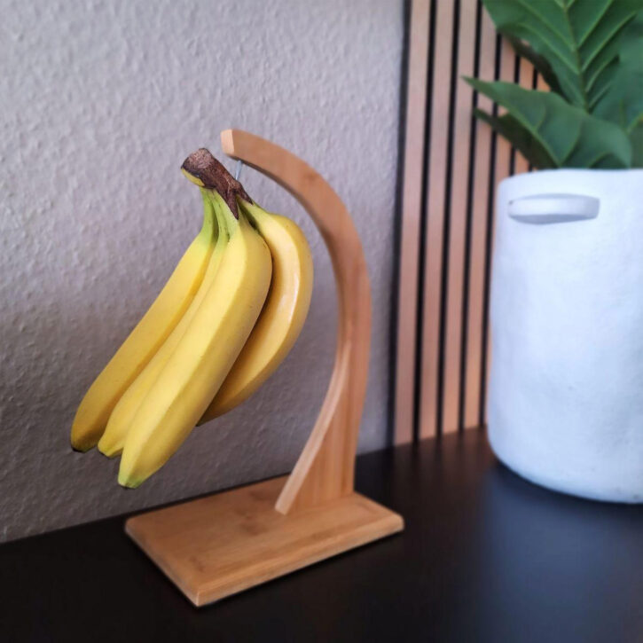 QUVIO Bananenhouder – 18 x 13 x 32 cm – Hout