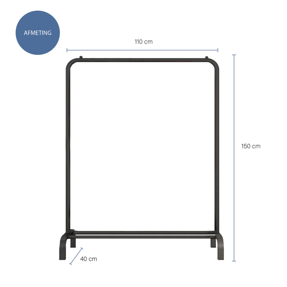 QUVIO Kledingrek met schoenen opbergruimte – 40 x 110 x 150 cm – Zwart