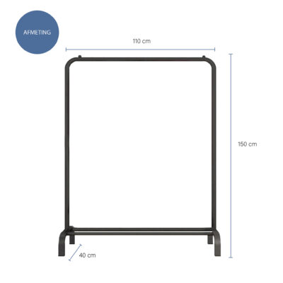 QUVIO Kledingrek met schoenen opbergruimte – 40 x 110 x 150 cm – Zwart