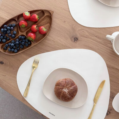 Krumble Placemat en onderzetter set – PU Leer – Wit