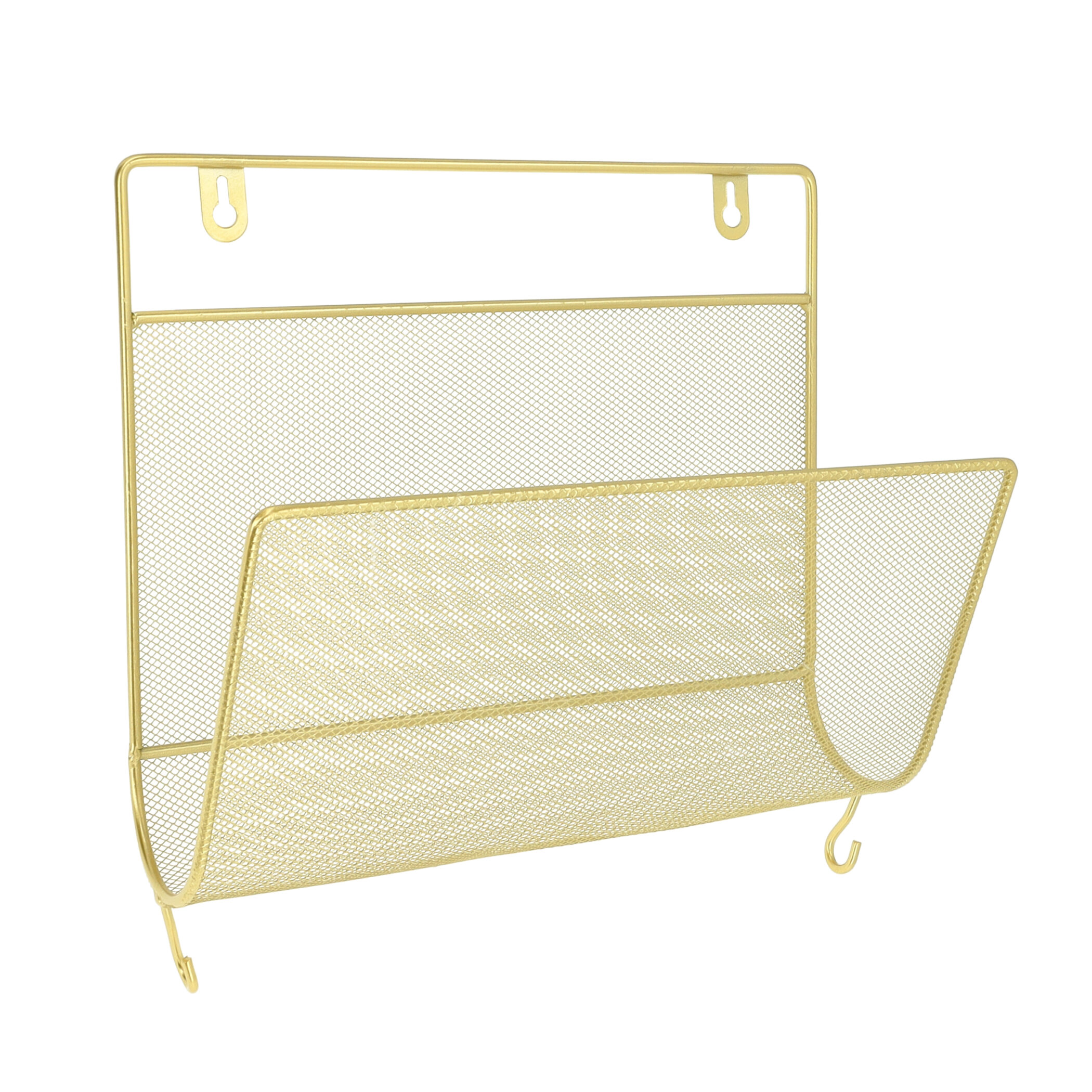 QUVIO Wandrek tijdschriften - 12 x 29 x 26 cm - Goud