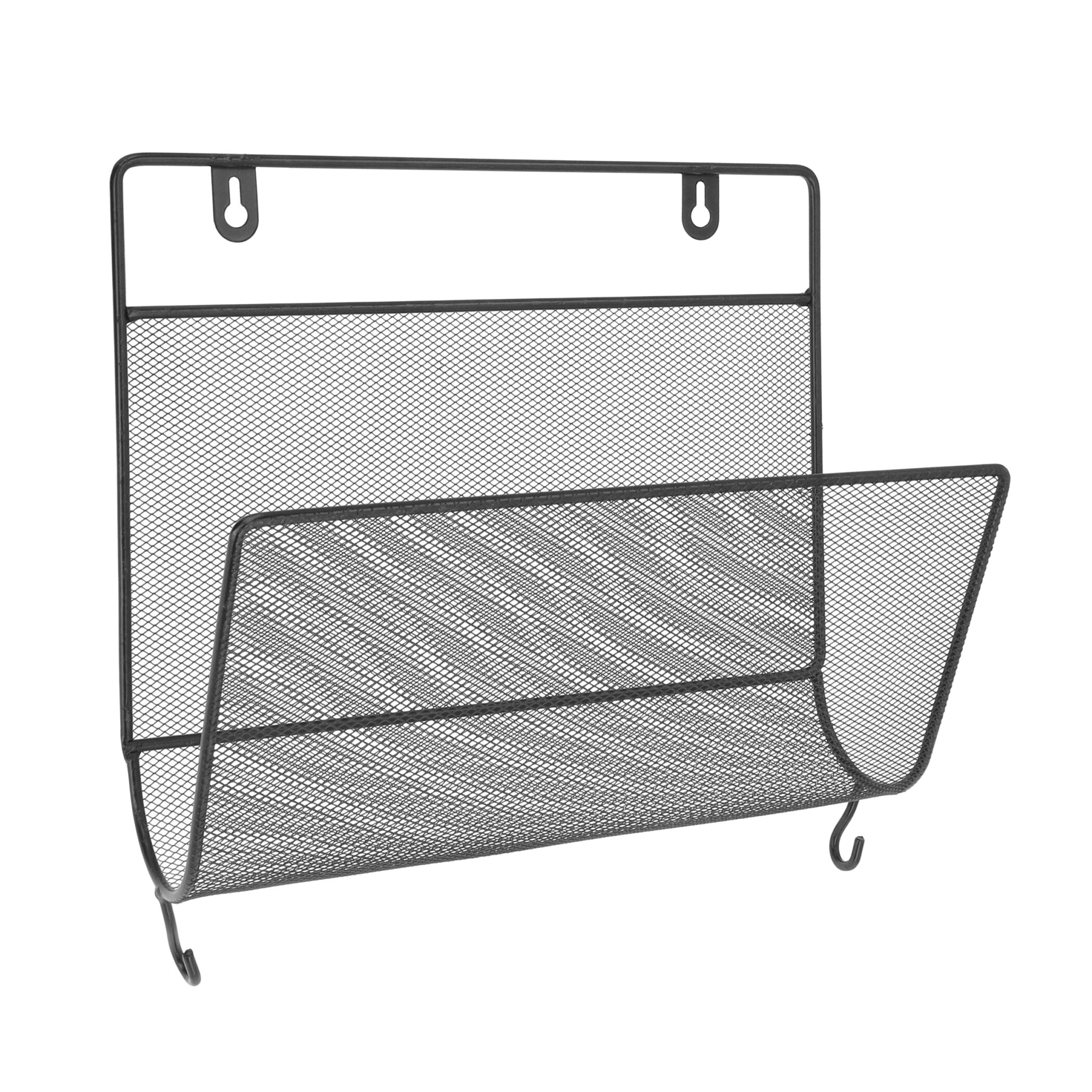 QUVIO Wandrek tijdschriften - 12 x 29 x 26 cm - Zwart