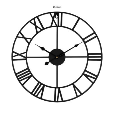afmetingen wandklok zwart staal