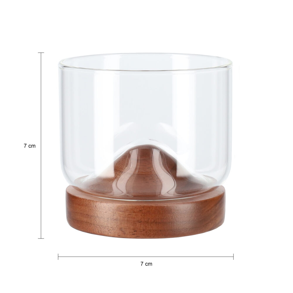 Aretica Whiskey glas – Houten onderzetter – 250 ml
