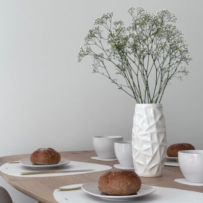 Krumble Placemat en onderzetter set – PU Leer – Wit