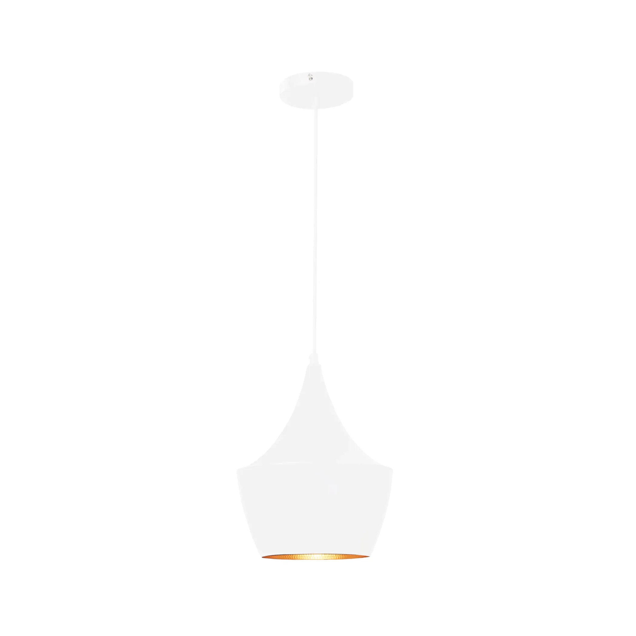QUVIO Hanglamp modern - Rond met koperen binnenkant - Diameter 25 cm - Wit