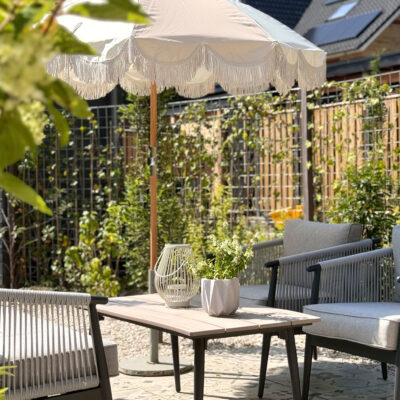 QUVIO Bloempot cement – 15 x 15 x 14 cm – Beige