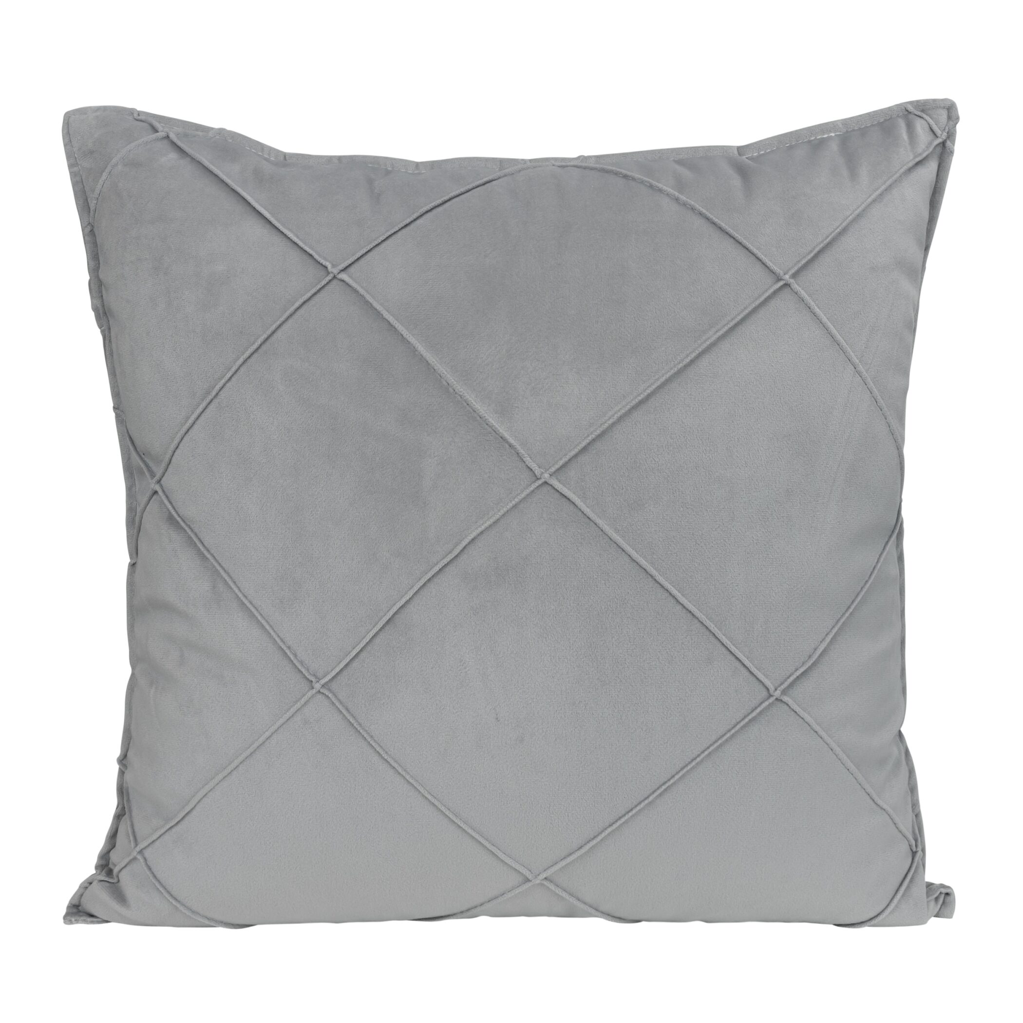 QUVIO Kussenhoes geruit - Fluweel - 50 x 50 cm - Grijs