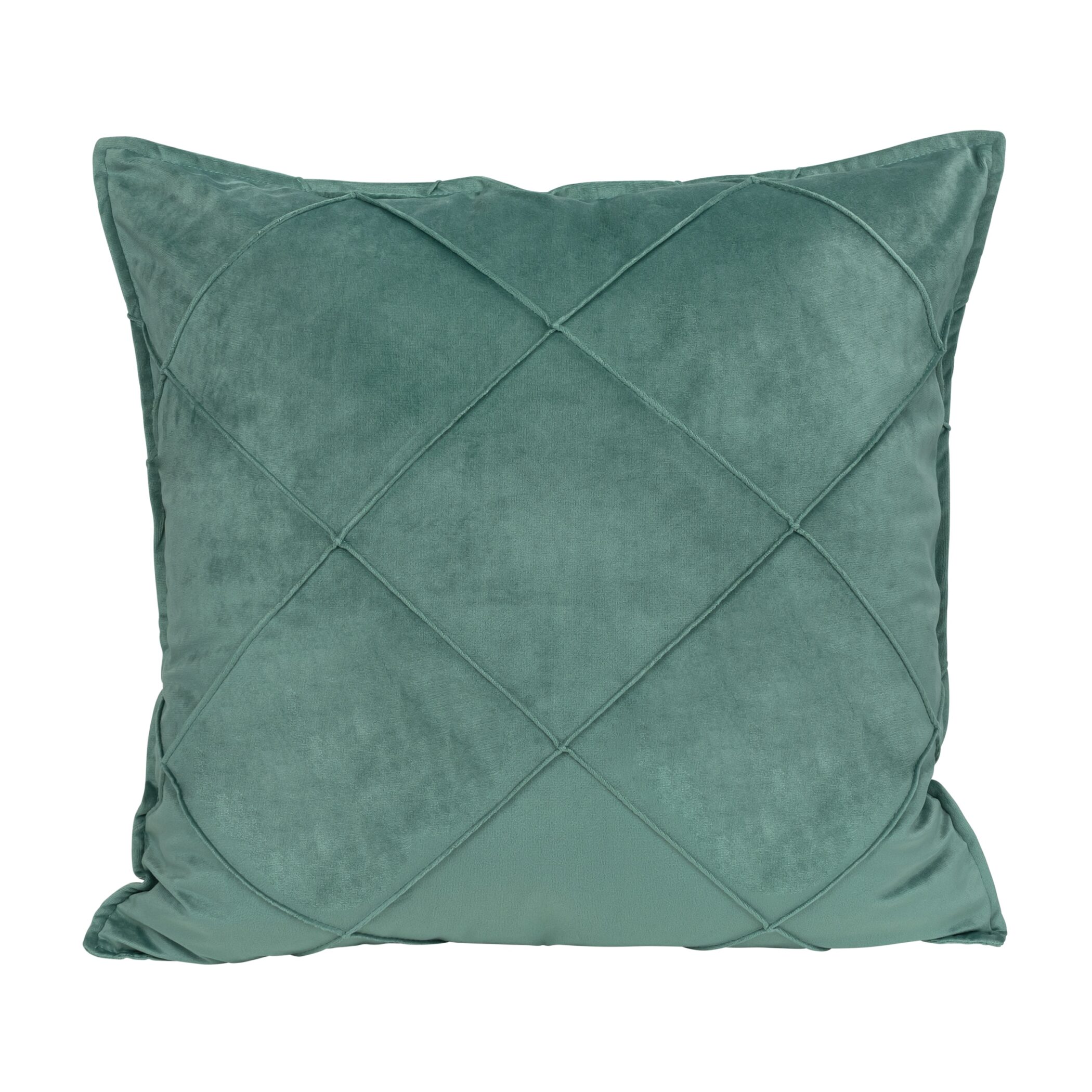 QUVIO Kussenhoes geruit - Fluweel - 50 x 50 cm - Eucalyptus groen