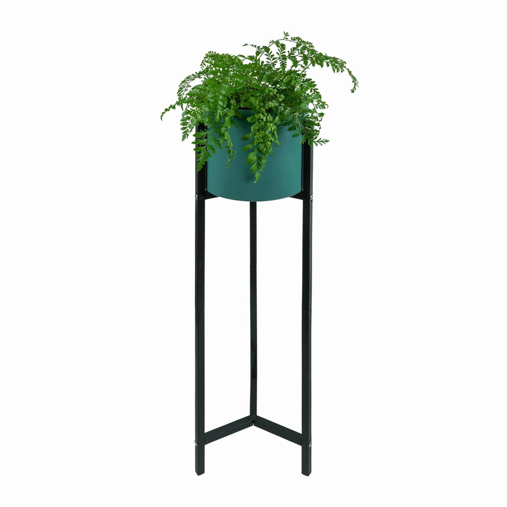 QUVIO Bloempot op standaard - Staal - Zwart en blauw