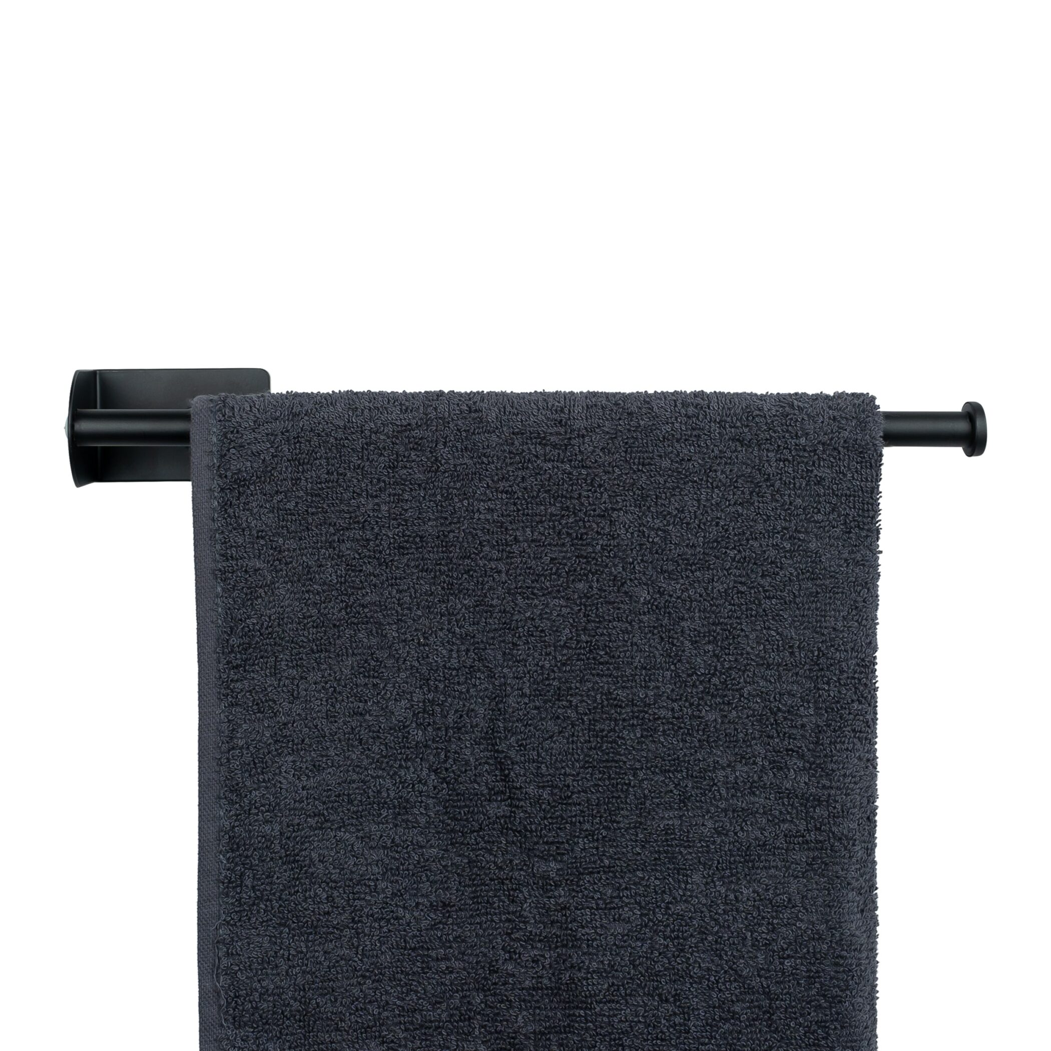 QUVIO Handdoekrek - Metaal - 7 x 35 x 5 cm - Zwart - Handdoekhouders - Stang voor aan de muur