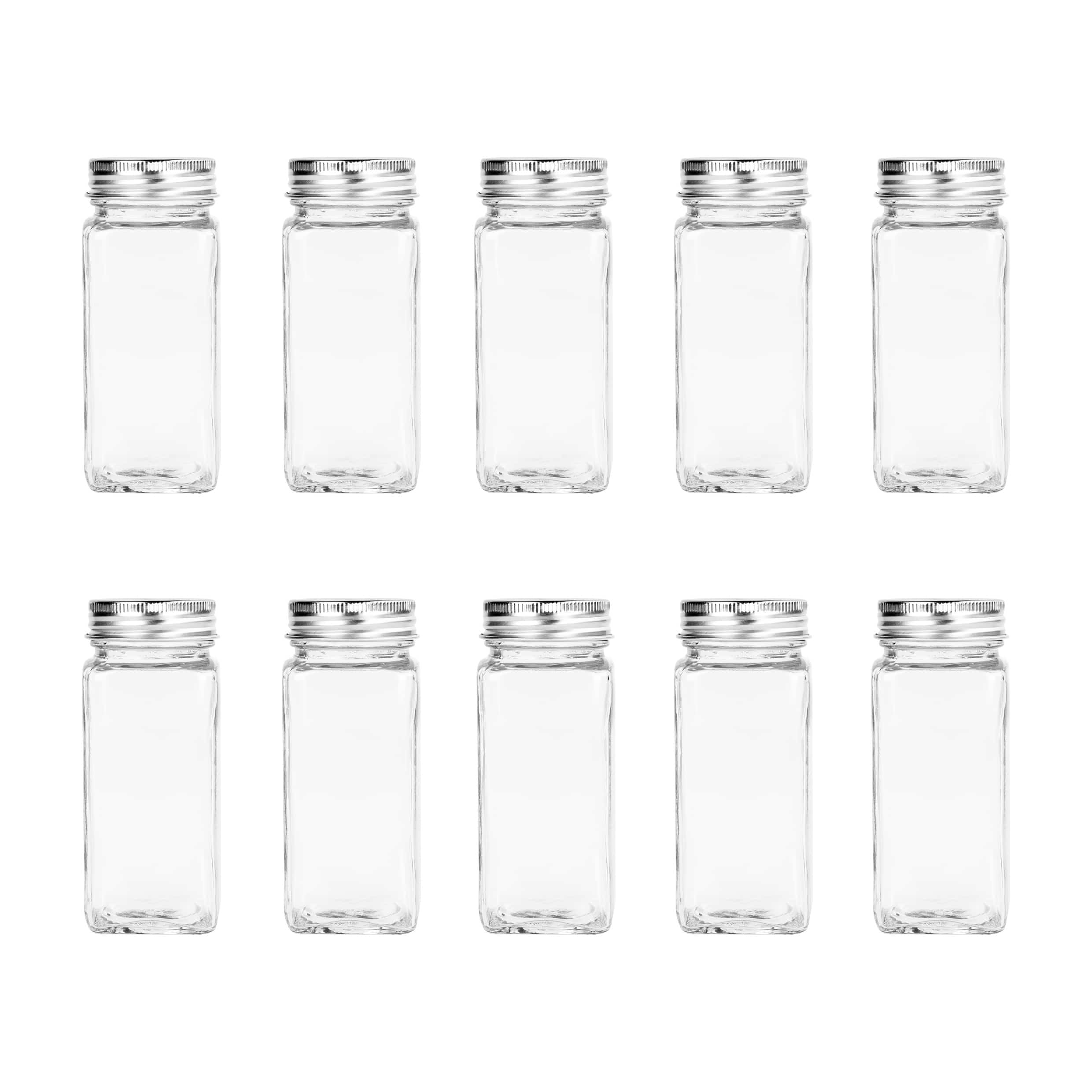 Krumble Kruidenpotten set van 10 - Kruidenpotjes - Kruidenpotjes met deksel - Kruidenpotten van glas - 120 ml - 4 x 4 x 10,5 cm (lxbxh)