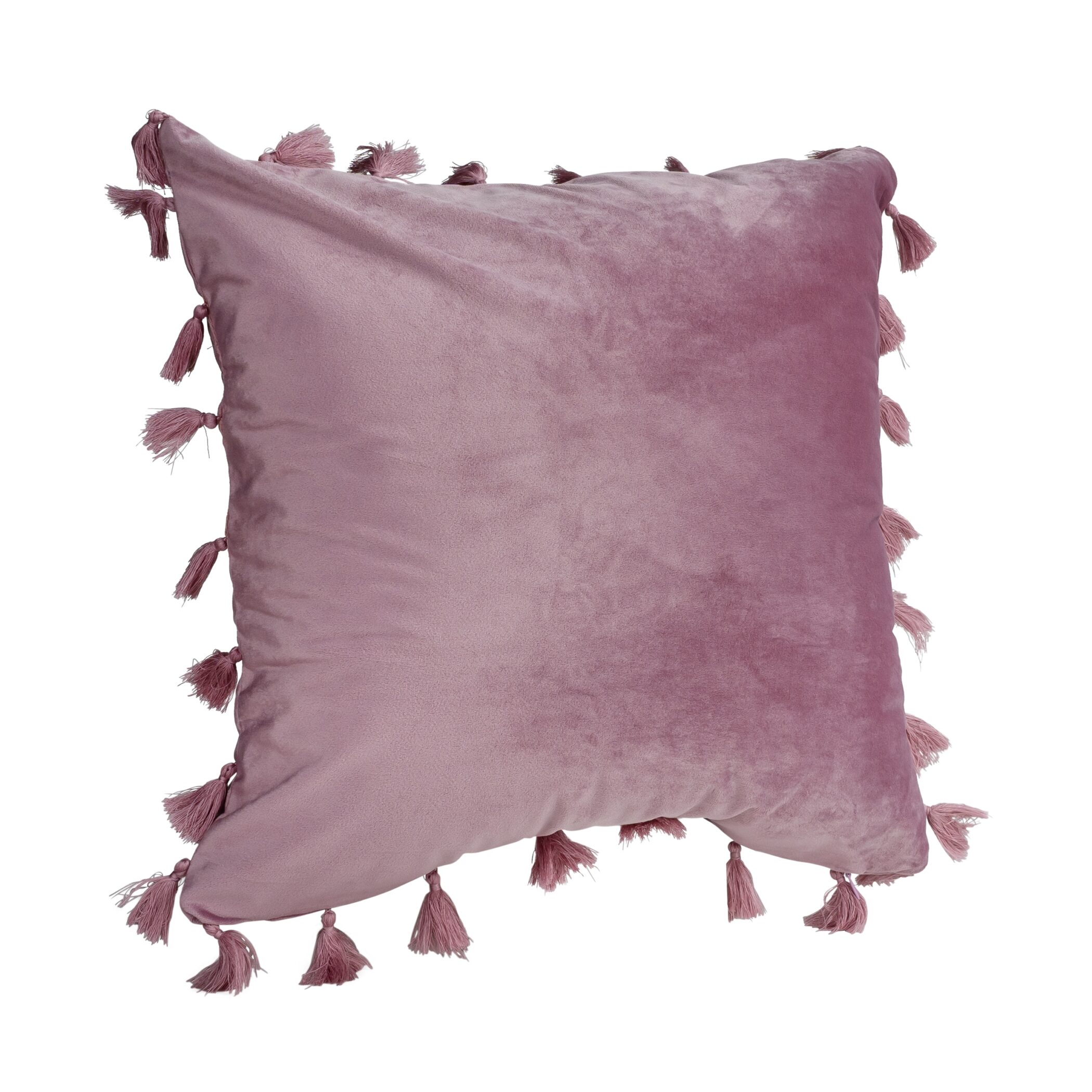 QUVIO Sierkussen met franjes - Gevuld - 45 x 45 cm - Roze