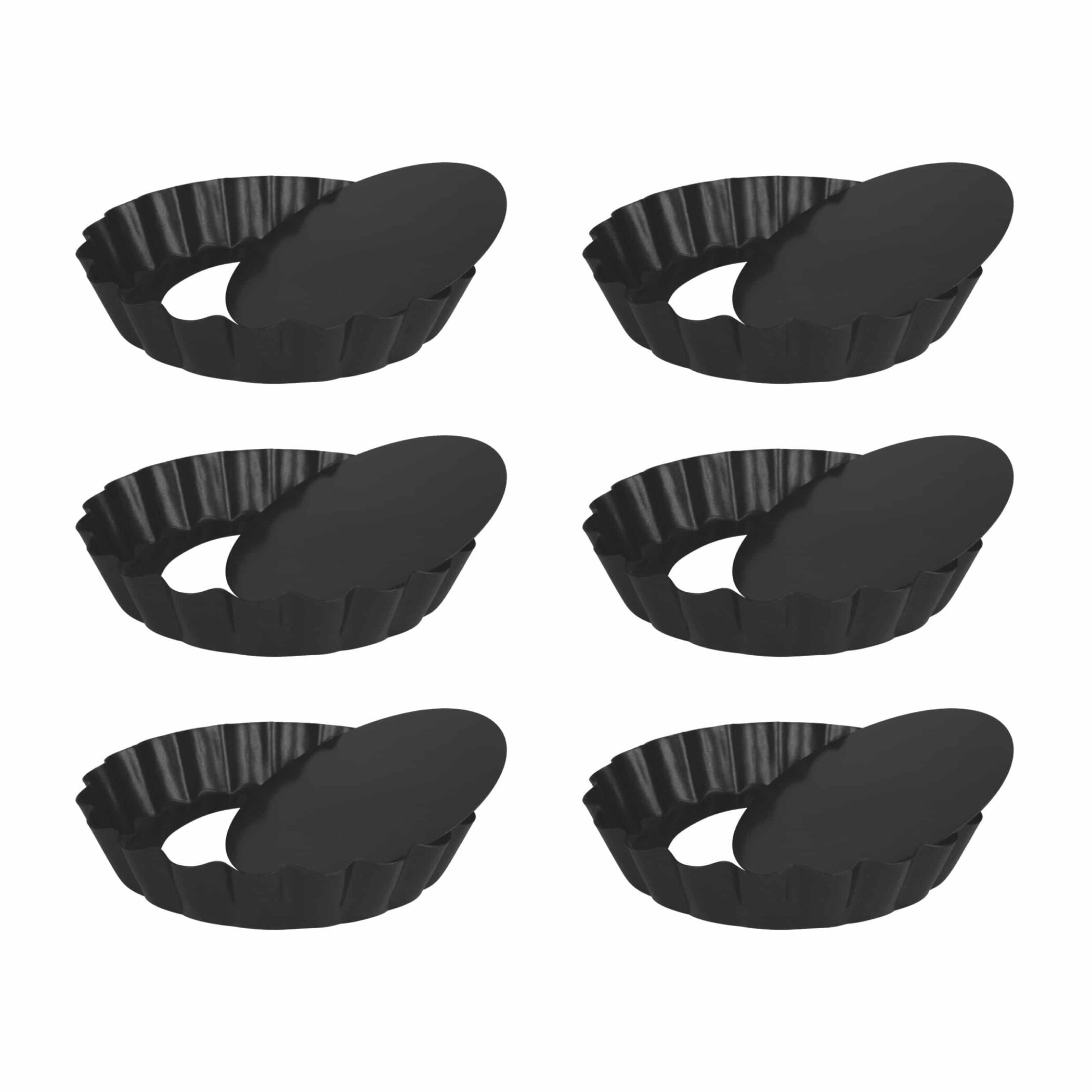 Krumble Quichevormpjes – Set van 6 – Metaal – Diameter 10 cm – Donkergrijs