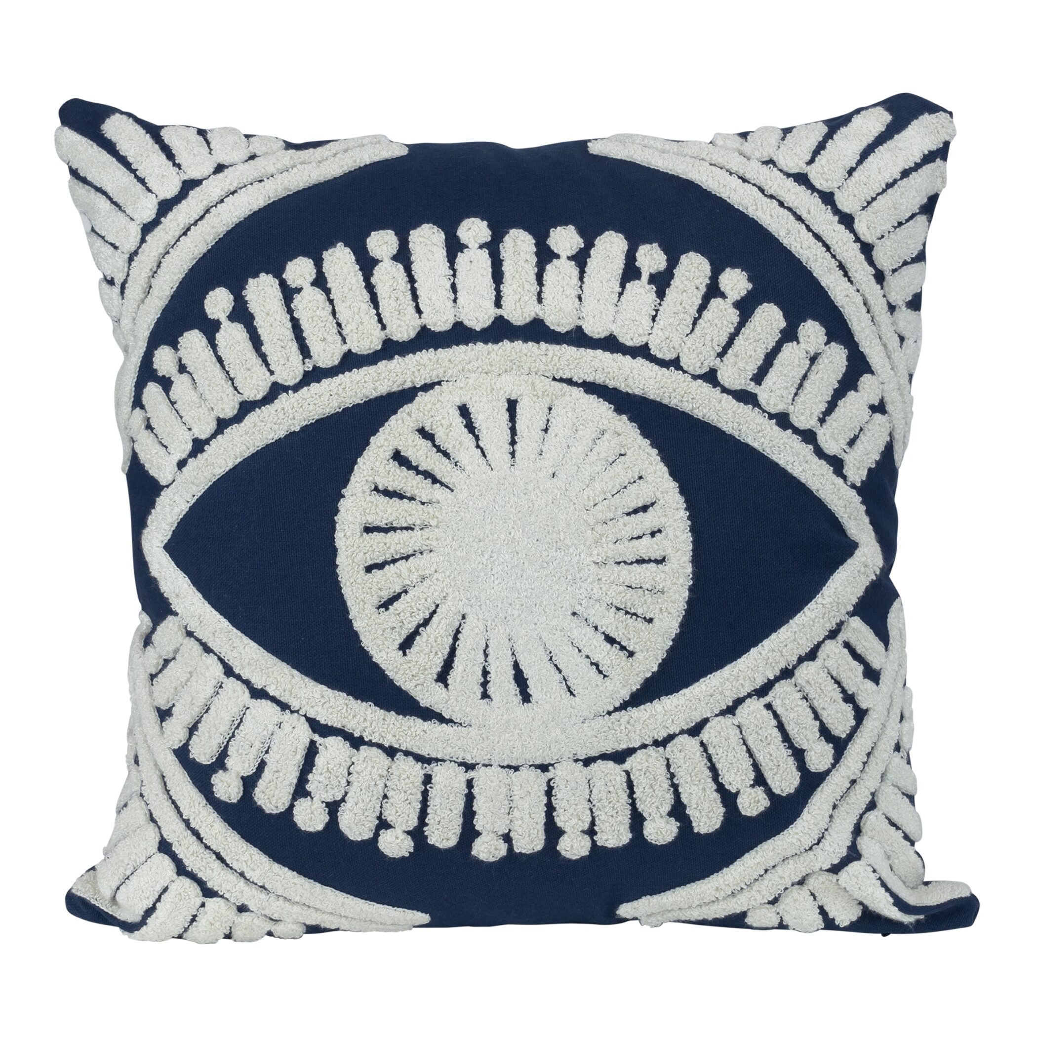 QUVIO Sierkussen met oog - Gevuld - 45 x 45 cm - Blauw