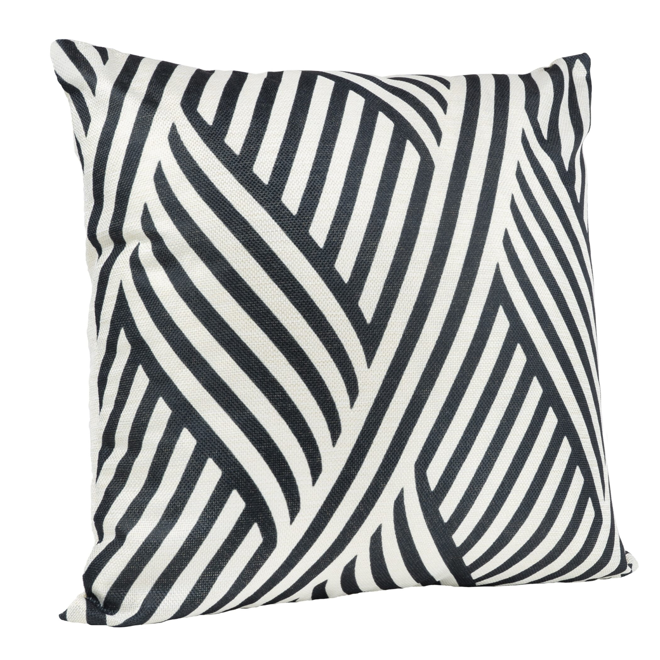 QUVIO Sierkussen met golf patroon - Gevuld - 45 cm x 45 cm - Zwart/Beige