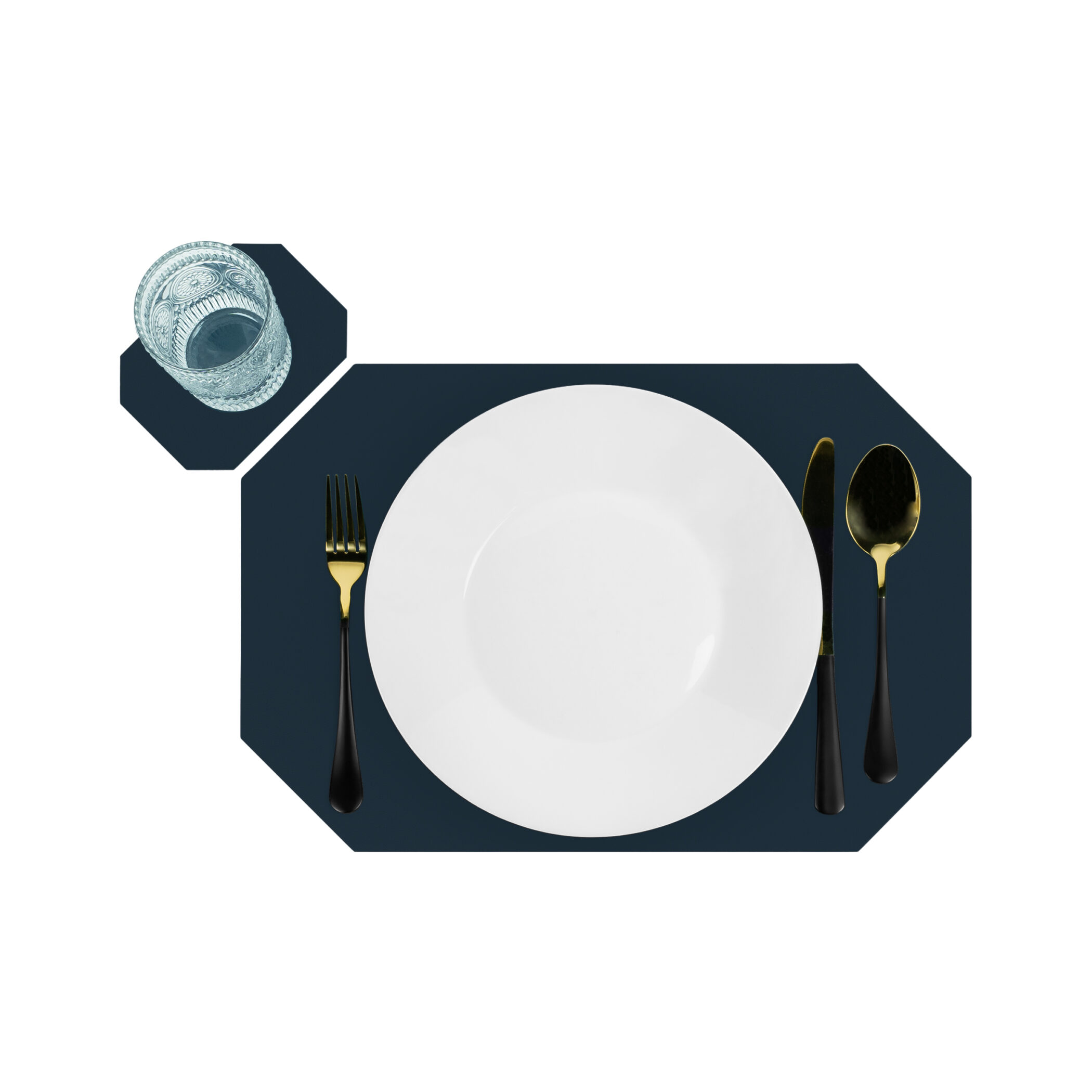 Krumble Placemat met onderzetter - PU Leer - Donkerblauw