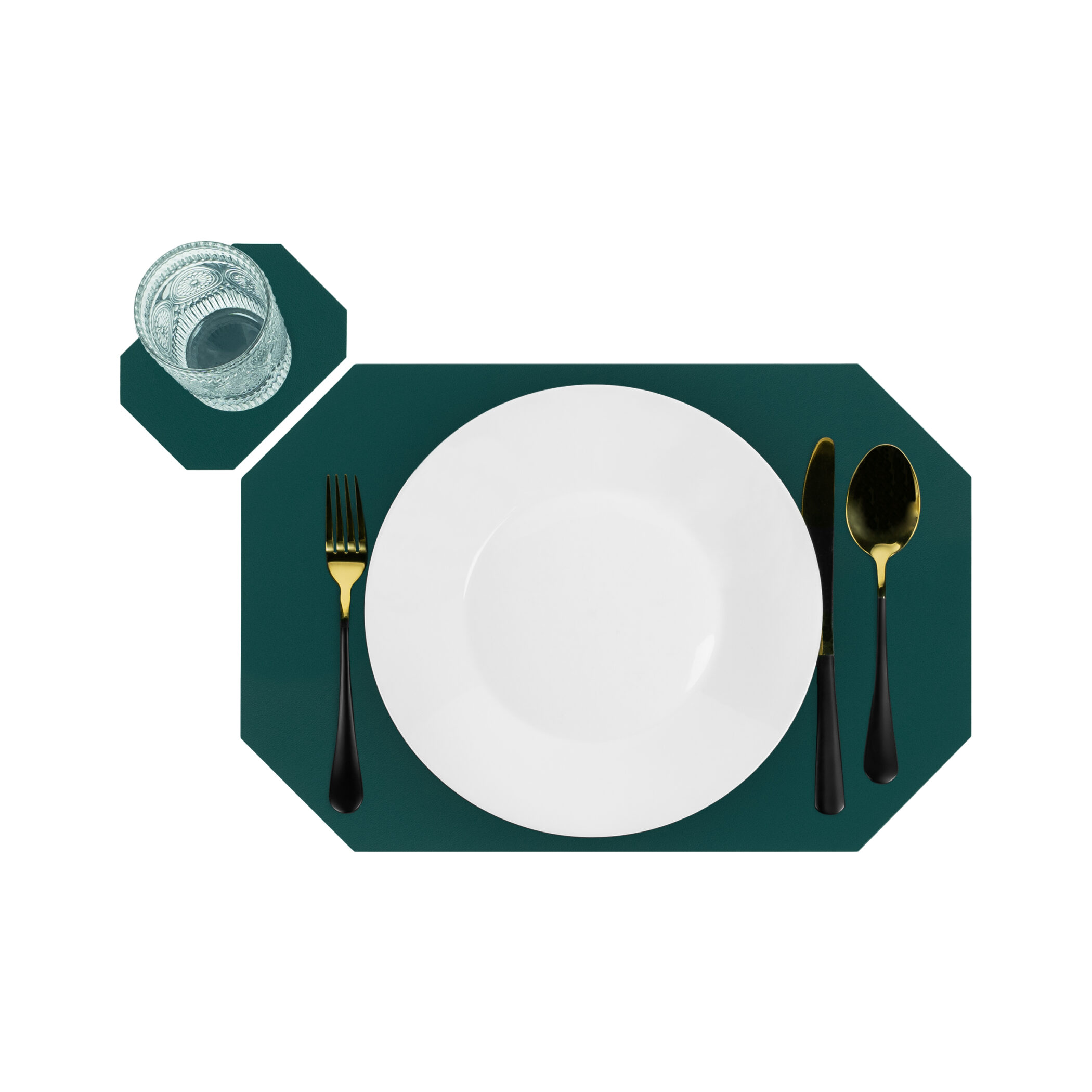 Krumble Placemat met onderzetter - PU Leer - Donkergroen