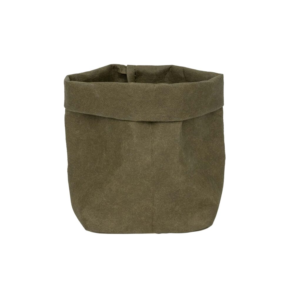 Donkergroene plantenzak van kraftpapier