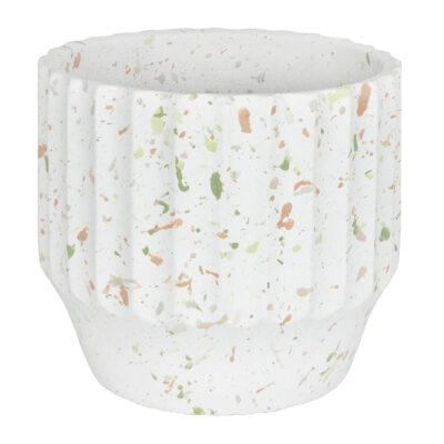 Betonnen bloempot met spikkels