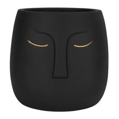 Betonnen bloempot met gezicht