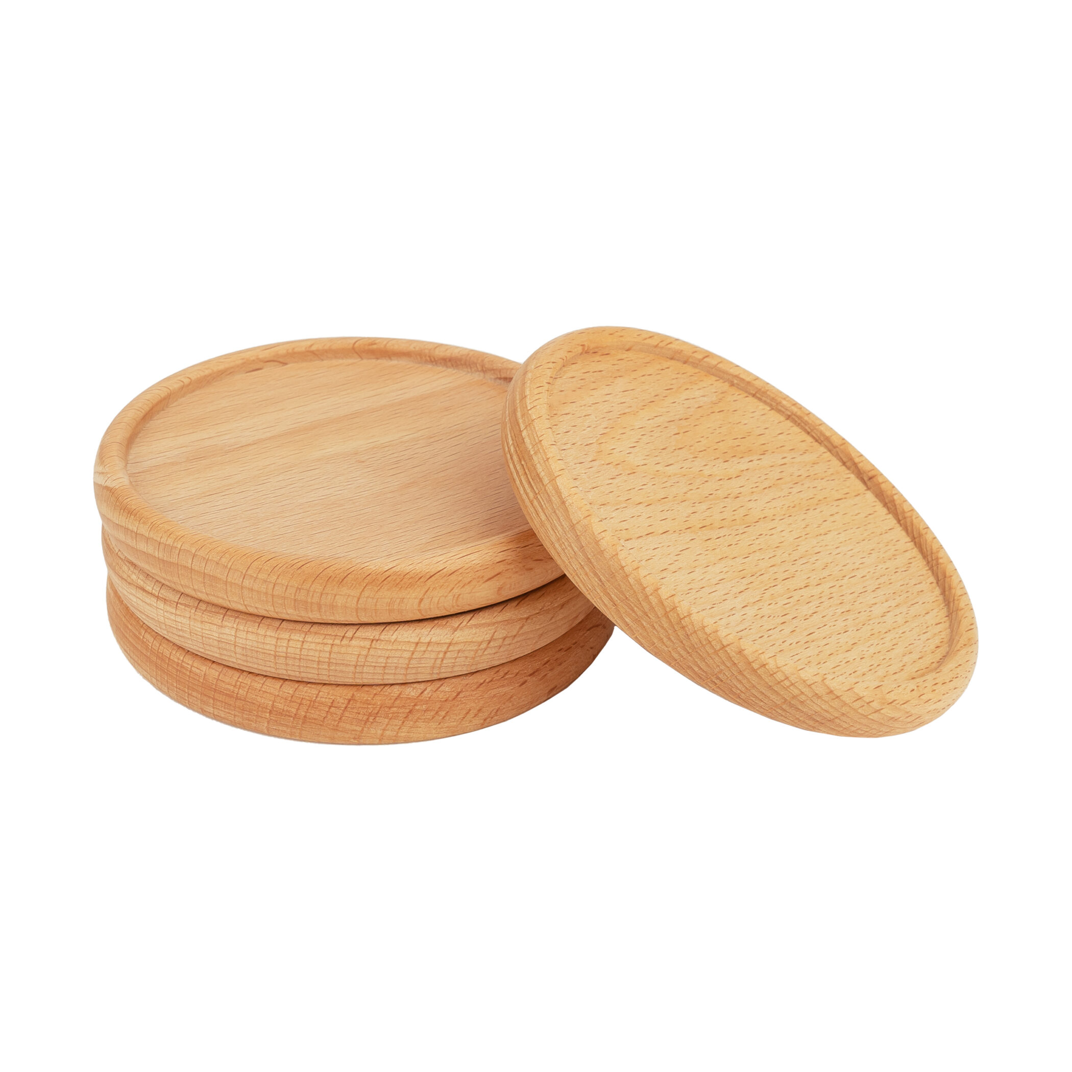 QUVIO Onderzetters set van 4 - Rond - Hout