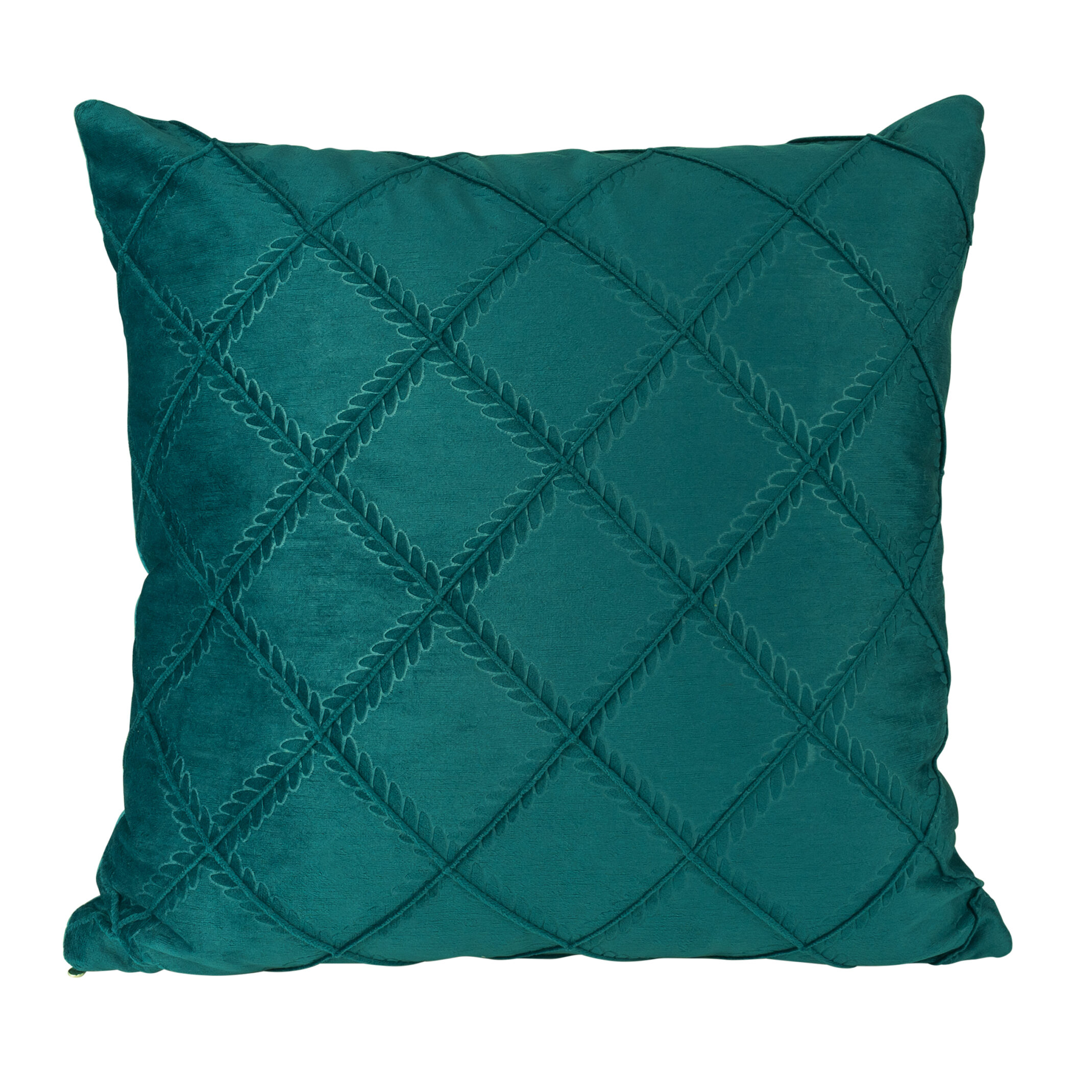 QUVIO Sierkussen fluweel - Gevuld - Ruit patroon - 45 x 45 cm - Donkergroen