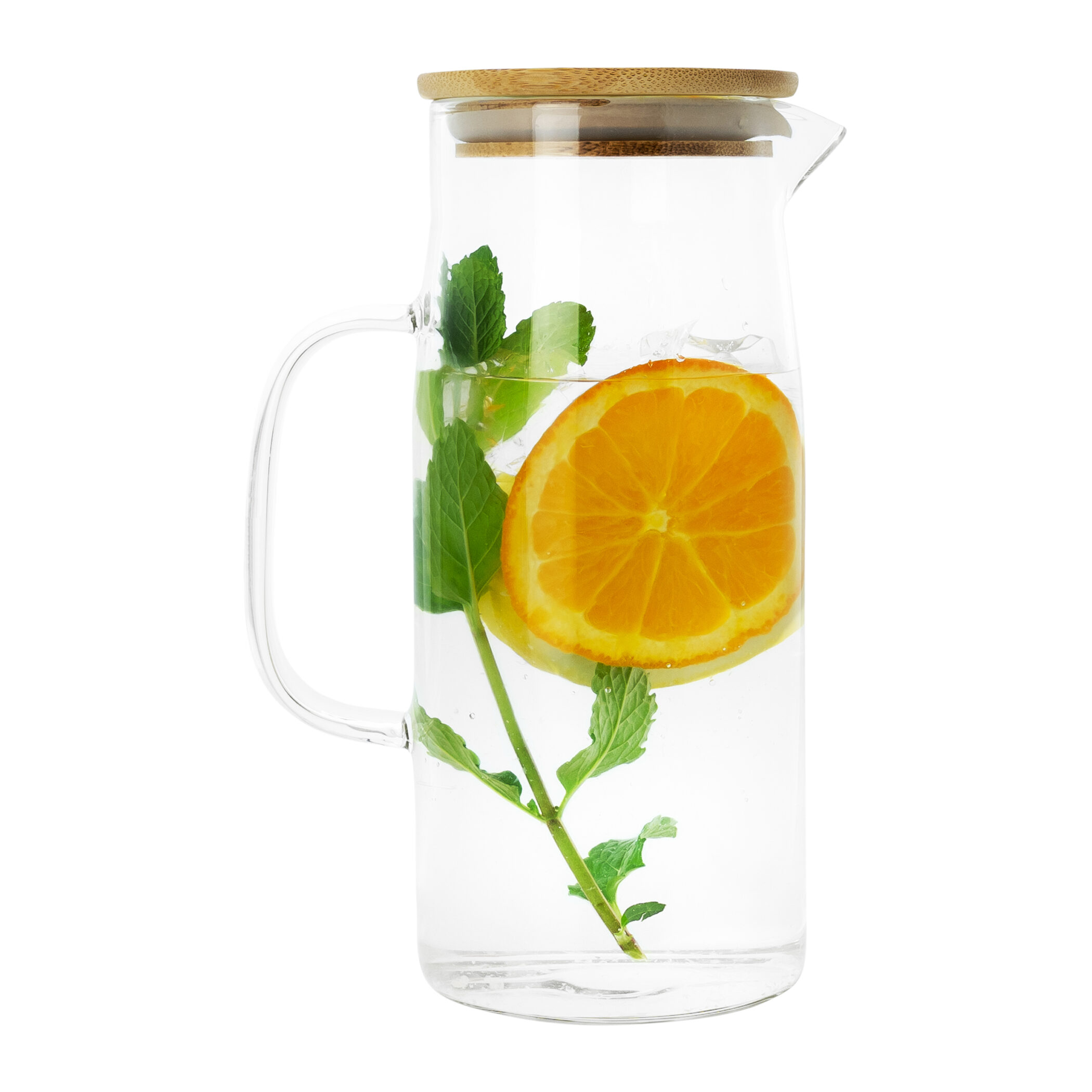 Krumble Karaf met handvat en deksel - Glas en hout - 1 liter