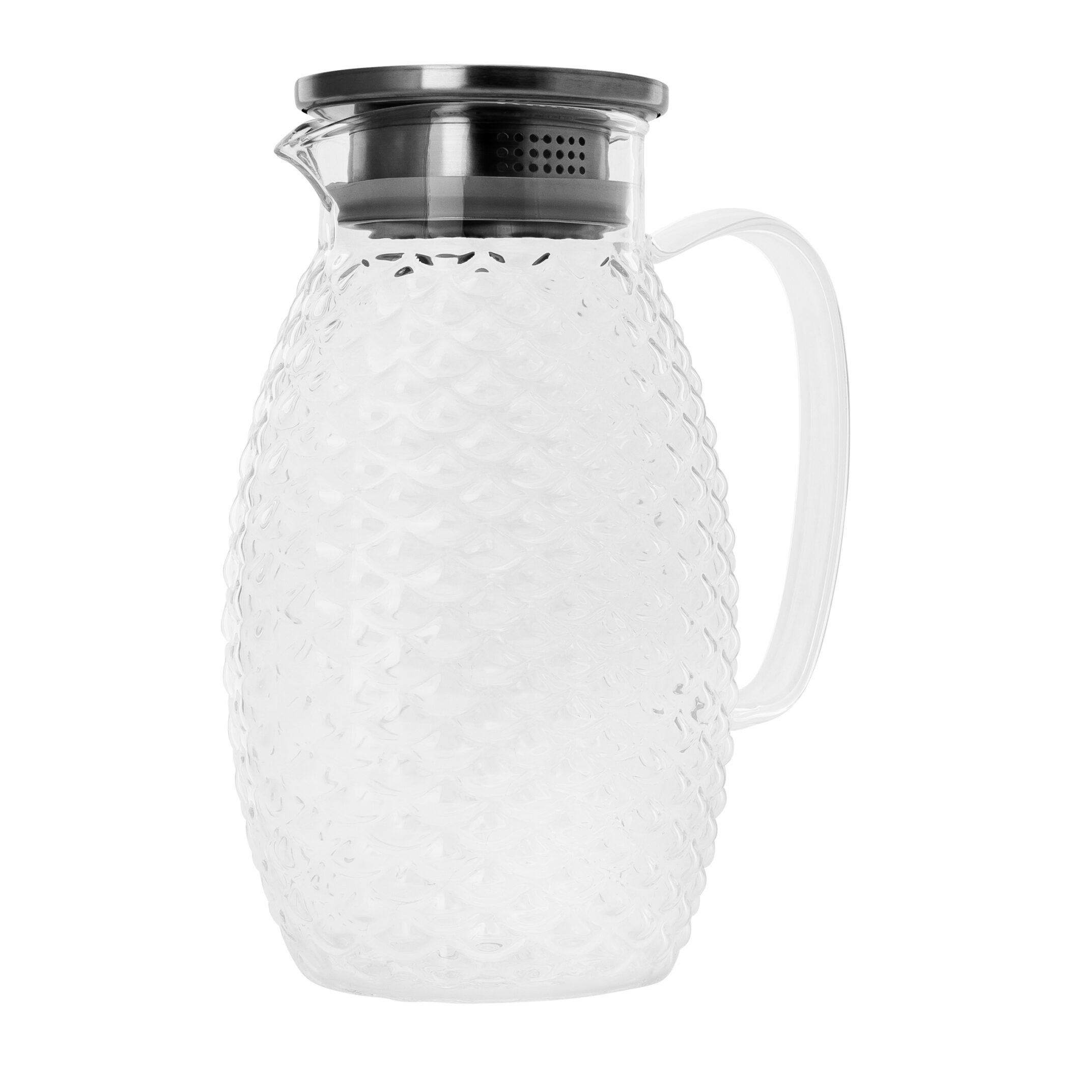 Krumble Karaf met filter, handvat en deksel - Schubbenpatroon - Glas en aluminium - 1,5 liter