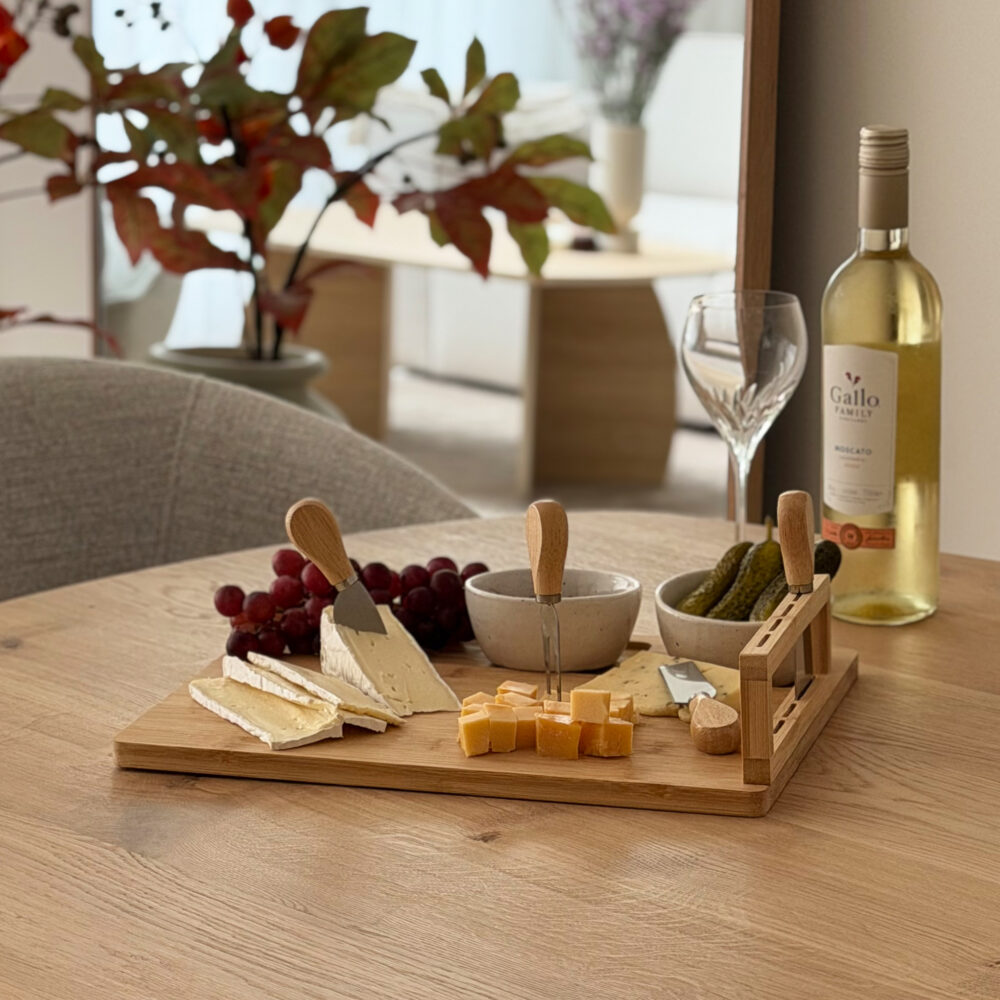 Krumble Kaasplank – Inclusief messenset – Bamboe – Lichtbruin