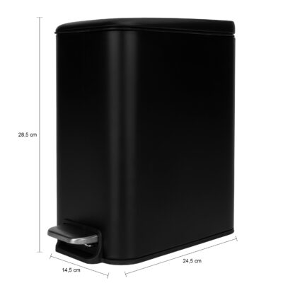 Zwarte prullenbak van 5 liter