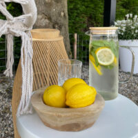 Krumble Karaf met handvat en deksel – Glas en hout – 1 liter