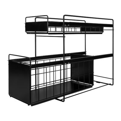 rek voor kruidenpotjes in het zwart