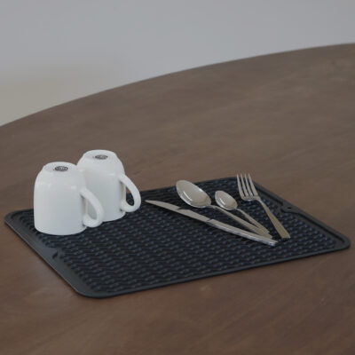 QUVIO Afdruipmat – Siliconen – Zwart – 40 x 30 x 0,5 cm