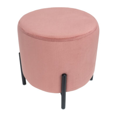 vintage roze fluwelen poef