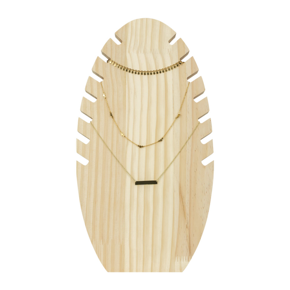 Hout sieradenhouder met bladvorm design