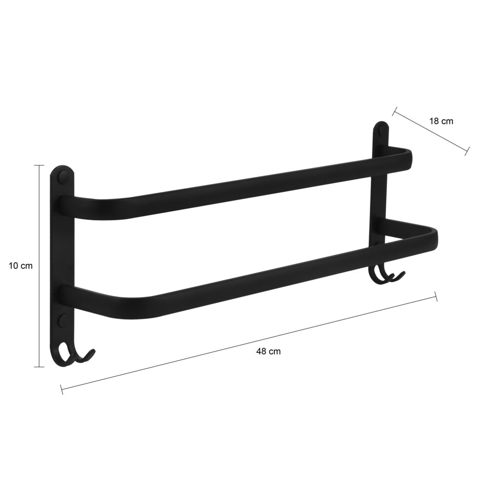 zwart metalen rek voor handdoeken