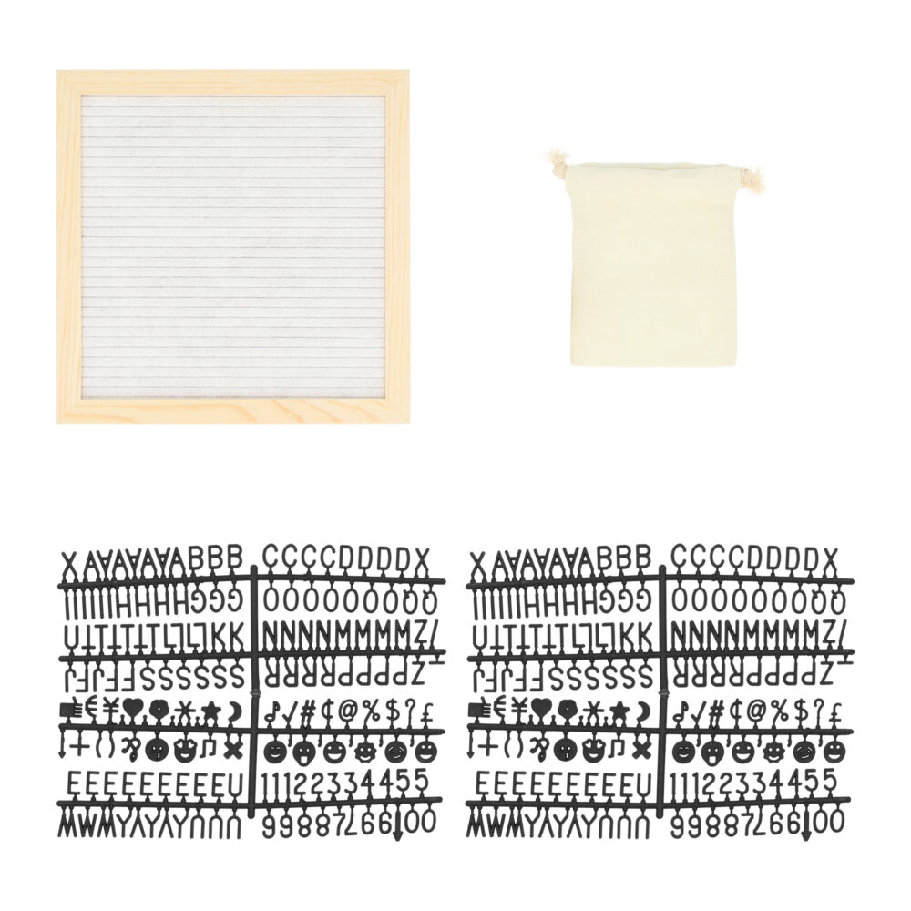 QUVIO Letterbord – Inclusief letters – Hout en vilt – Wit