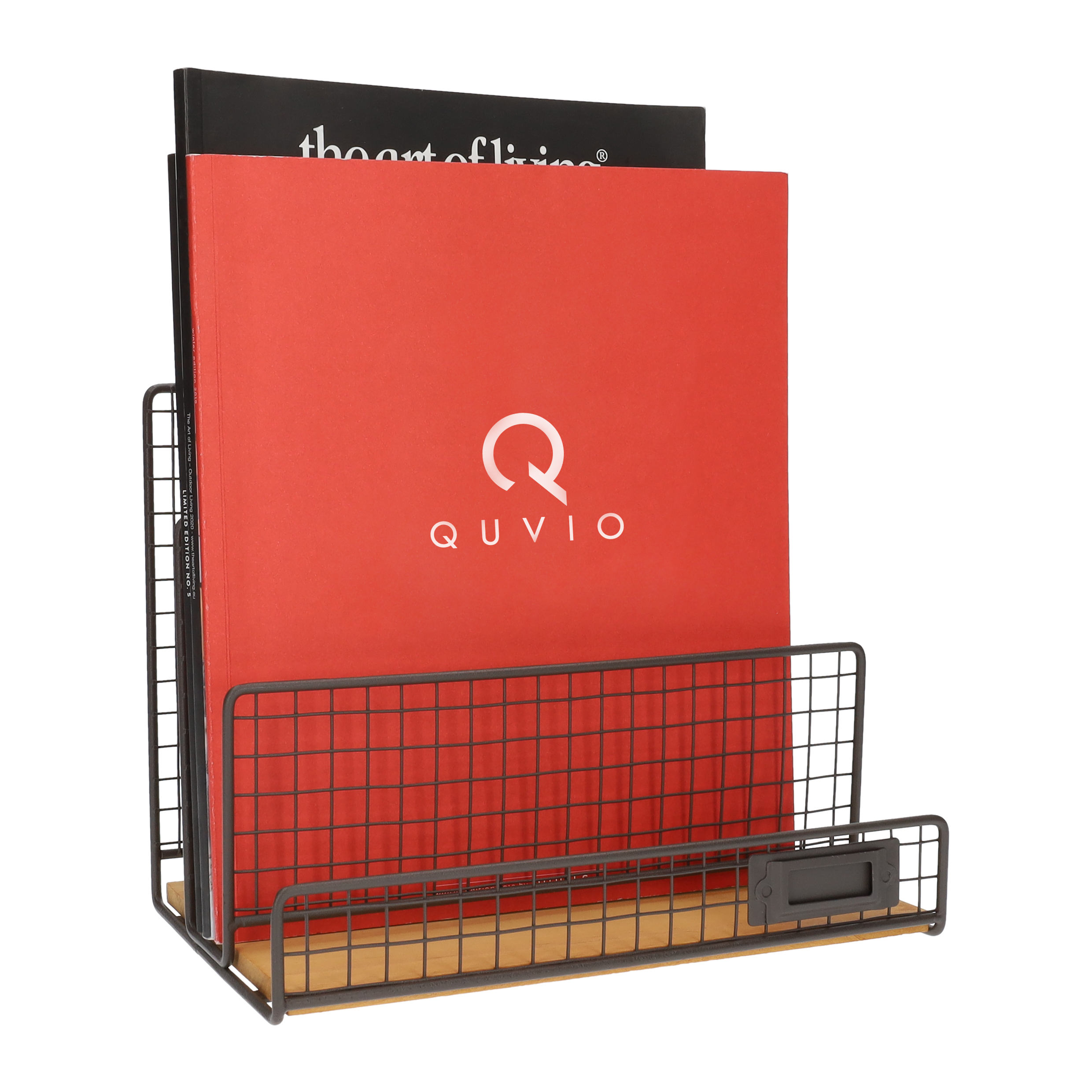 QUVIO Tijdschriftenrek staand - Metaal en hout